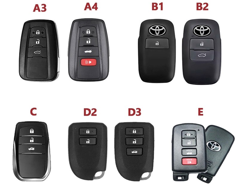 Ốp chìa khóa tương thích với các hình dạng chìa khóa Toyota Yaris Cross khác nhau