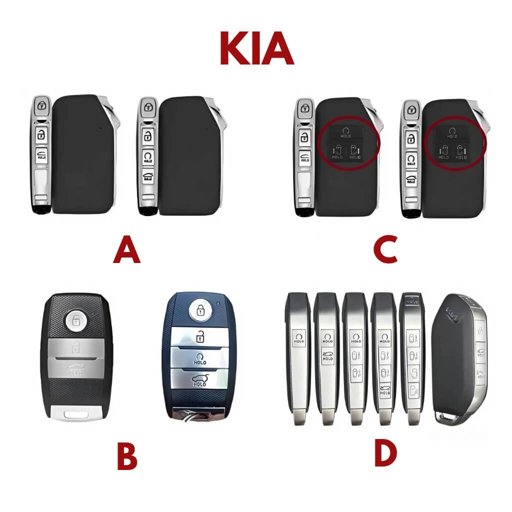 Bảng mẫu chìa khóa ô tô KIA