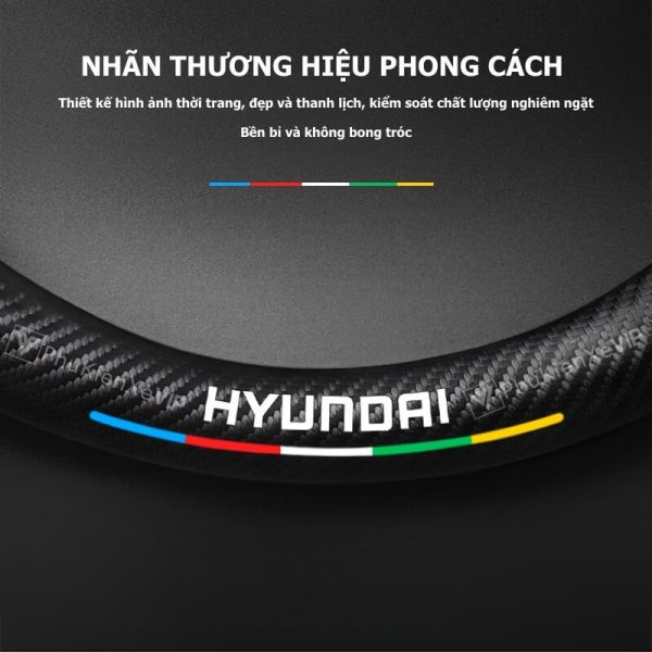 Bọc Vô Lăng Xe Ô Tô Hyundai Da Lộn 3D & Sợi Carbon