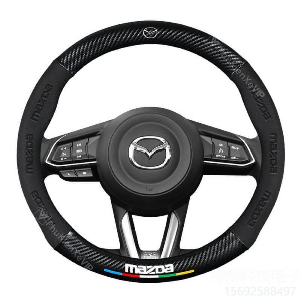 Bọc Vô Lăng Da Lộn Sợi Carbon Cho Xe Ô Tô Mazda CX-8