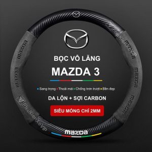 Bọc Vô Lăng Da Lộn Sợi Carbon Cho Xe Ô Tô Mazda 3