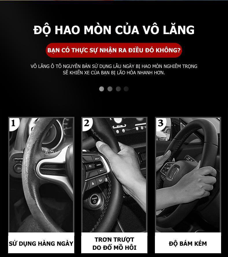 Bọc Vô Lăng Xe Ô Tô Toyota Da Lộn Sợi Carbon Cao Cấp