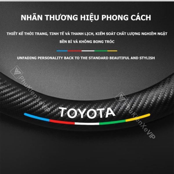 Bọc Vô Lăng Xe Ô Tô Toyota Da Lộn 3D Sợi Carbon Cao Cấp