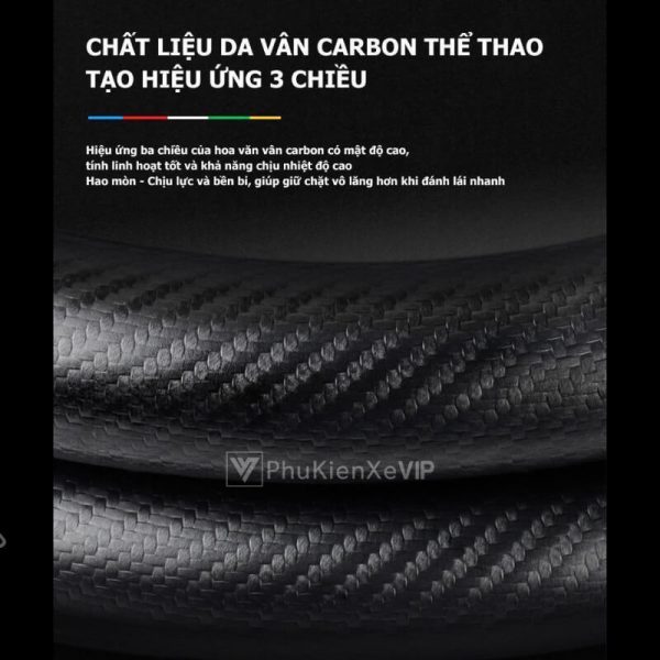 Bọc Vô Lăng Xe Ô Tô Toyota Da Lộn 3D Sợi Carbon Cao Cấp