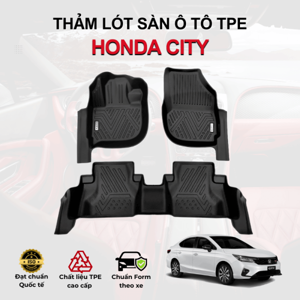Thảm lót sàn xe ô tô Honda City chất liệu TPE khuôn đúc nguyên khối tràn viền cao cấp