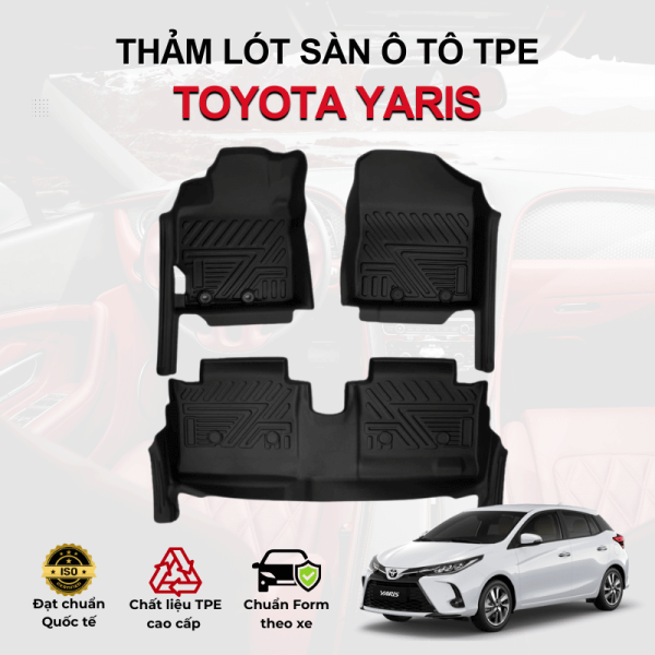 Thảm lót sàn xe ô tô Toyota Yaris chất liệu TPE khuôn đúc nguyên khối tràn viền cao cấp