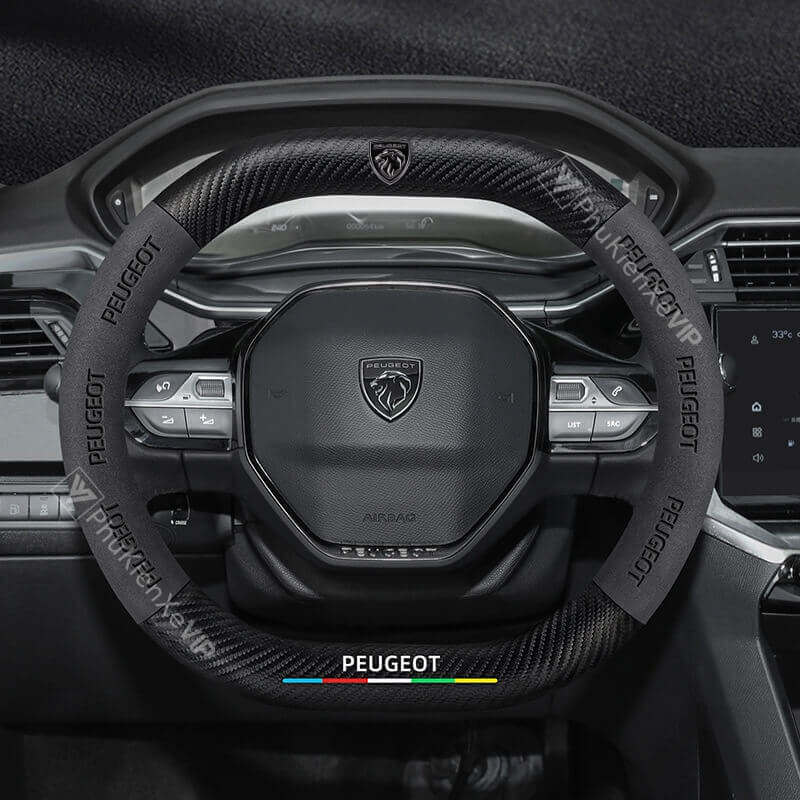 Bọc Vô Lăng Da Lộn Sợi Carbon Cao Cấp Cho Xe Peugeot