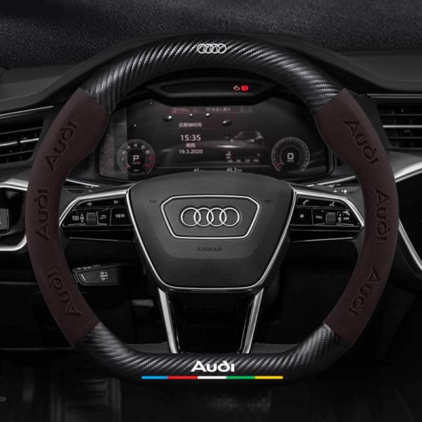 Bọc vô lăng Audi chất liệu Da lộn 3D & sợi Carbon cao cấp