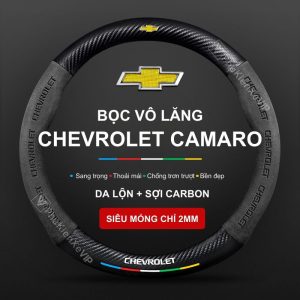 Bọc Vô Lăng Xe Ô Tô Chevrolet Camaro Da Lộn 3D & Sợi Carbon Cao Cấp