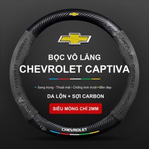 Bọc Vô Lăng Xe Ô Tô Chevrolet Captiva Da Lộn 3D & Sợi Carbon Cao Cấp