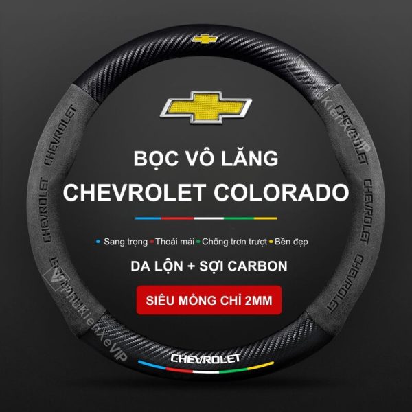 Bọc Vô Lăng Xe Ô Tô Chevrolet Colorado Da Lộn 3D & Sợi Carbon Cao Cấp, Chính Hãng