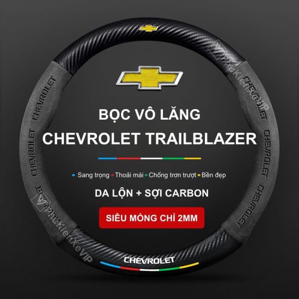 Bọc Vô Lăng Xe Chevrolet Trailblazer Da Lộn 3D & Sợi Carbon Cao Cấp, Thể Thao