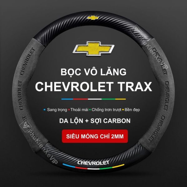 Bọc Vô Lăng Da Lộn 3D & Sợi Carbon Cao Cấp, Chính Hãng Cho Xe Chevrolet Trax