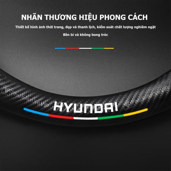 Bọc Vô Lăng Xe Ô Tô Hyundai Da Lộn 3D & Sợi Carbon