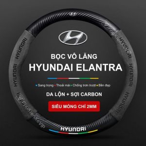 Bọc Vô Lăng Xe Ô Tô Hyundai Elantra Da Lộn 3D & Sợi Carbon