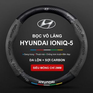 Bọc Vô Lăng Xe Ô Tô Hyundai ioniq-5 Da Lộn 3D & Sợi Carbon