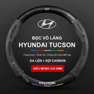 Bọc Vô Lăng Xe Ô Tô Hyundai Tucson Da Lộn 3D & Sợi Carbon