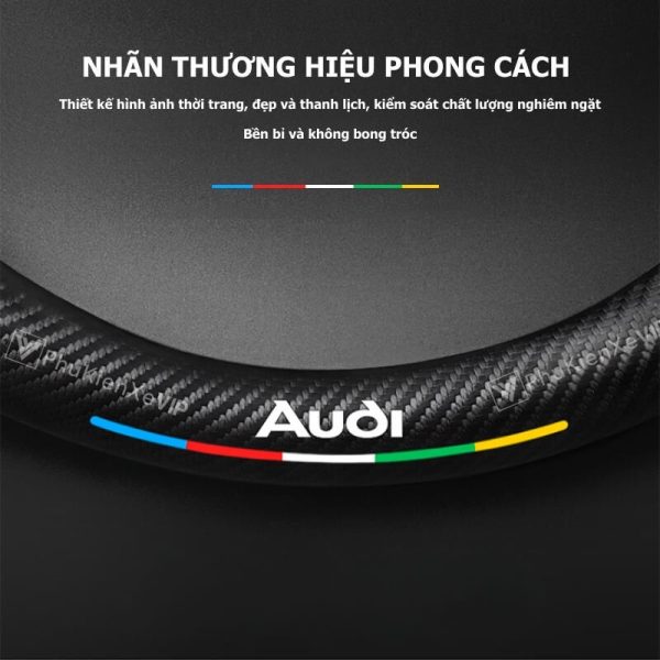 Bọc vô lăng Audi chất liệu Da lộn 3D & sợi Carbon