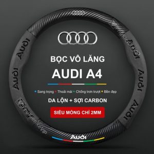 Bọc vô lăng Audi A4 chất liệu Da lộn 3D & sợi Carbon