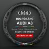 Bọc vô lăng Audi A8 chất liệu Da lộn 3D & sợi Carbon