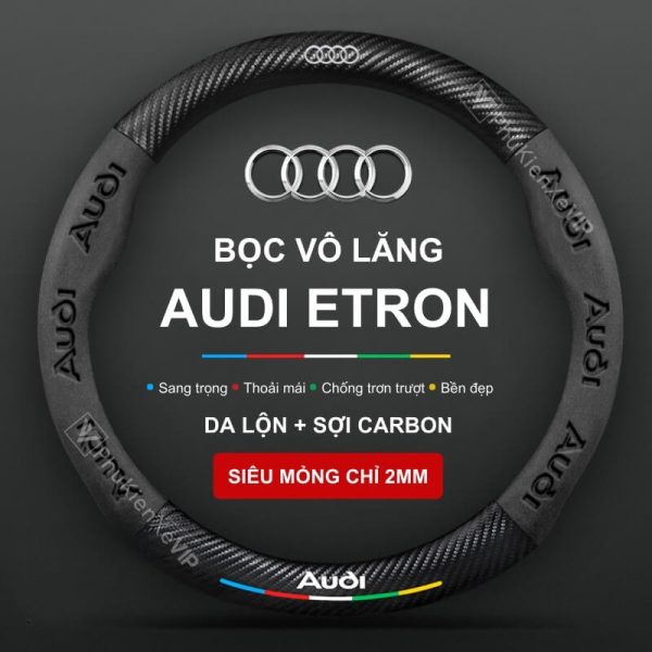 Bọc vô lăng Audi Etron chất liệu Da lộn 3D & sợi Carbon