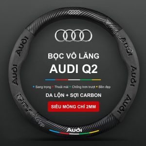 Bọc vô lăng Audi Q2 chất liệu Da lộn 3D & sợi Carbon