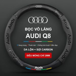 Bọc vô lăng Audi Q8 chất liệu Da lộn 3D & sợi Carbon