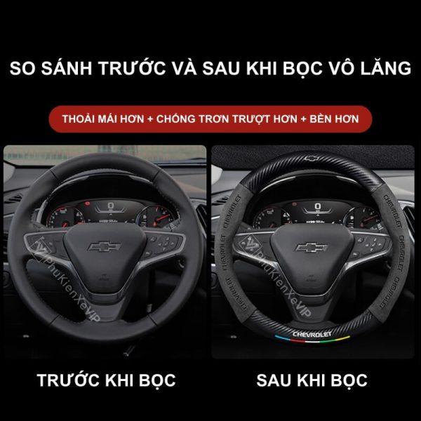 Bọc Vô Lăng Xe Ô Tô Chevrolet Da Lộn 3D & Sợi Carbon