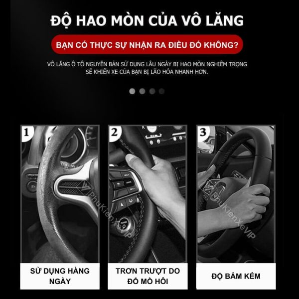 Bọc Vô Lăng Xe Ô Tô Honda Da Lộn 3D Sợi Carbon