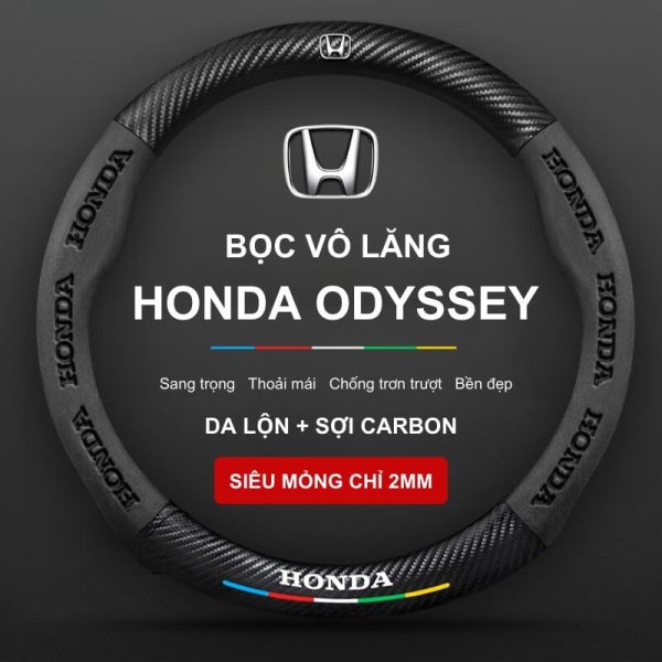 Bọc Vô Lăng Xe Ô Tô Honda Odyssey Da Lộn 3D Sợi Carbon