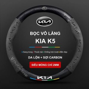 Bọc Vô Lăng Xe KIA K5 Chất Liệu Da Lộn 3D Sợi Carbon Cao Cấp