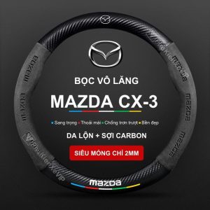 Bọc Vô Lăng Da Lộn Sợi Carbon Cho Xe Ô Tô Mazda CX-3