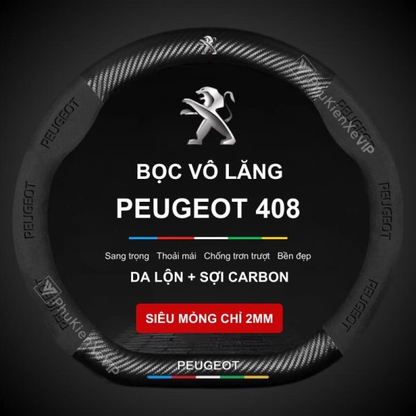 Bọc Vô Lăng Xe Ô Tô Peugeot Da Lộn 3D & Sợi Carbon