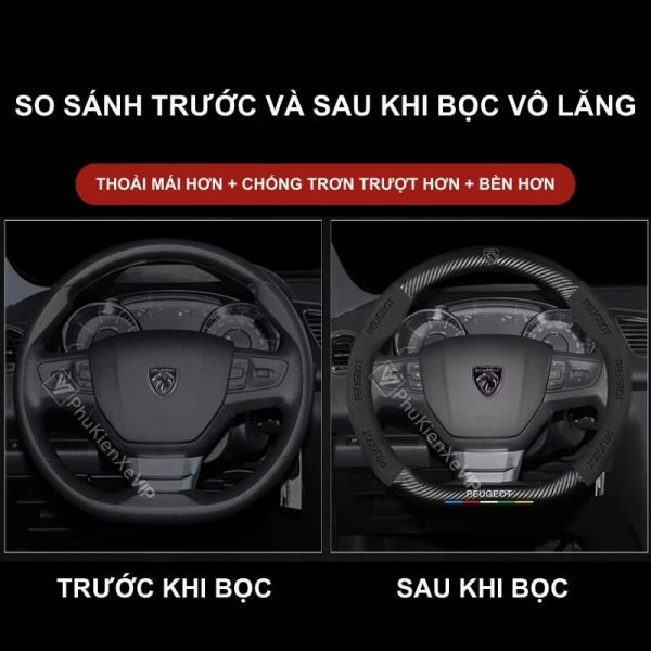 Bọc Vô Lăng Da Lộn Sợi Carbon Cao Cấp Cho Xe Peugeot