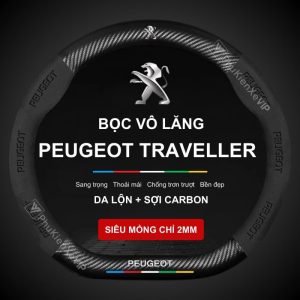 Bọc Vô Lăng Xe Ô Tô Peugeot Traveller Da Lộn 3D & Sợi Carbon Cao Cấp