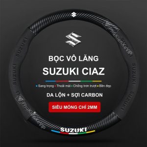 Bọc Vô Lăng Xe Ô Tô Suzuki Ciaz Da Lộn 3D & Sợi Carbon