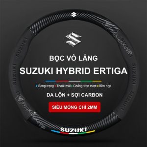 Bọc Vô Lăng Xe Ô Tô Suzuki Hybrid Ertiga Da Lộn 3D & Sợi Carbon