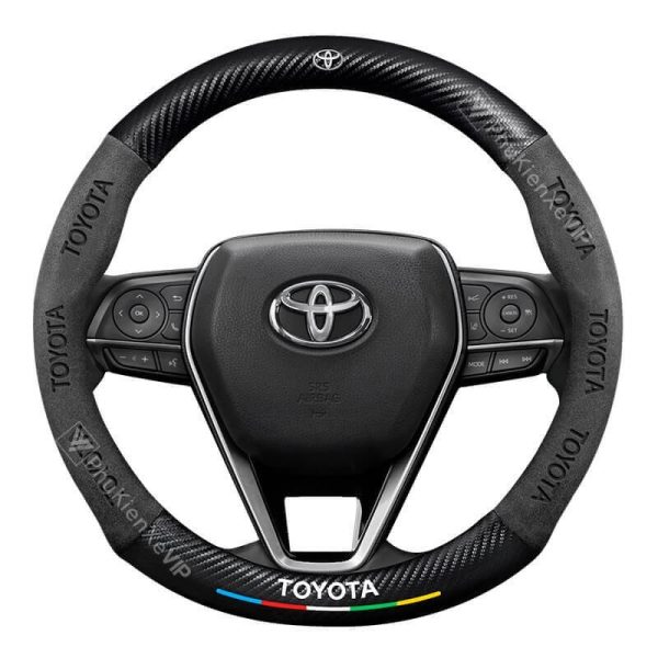 Bọc Vô Lăng Xe Ô Tô Toyota Da Lộn 3D Sợi Carbon