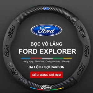 Bọc Vô Lăng Xe Ô Tô Ford Explorer Da Lộn Sợi Carbon Cao Cấp