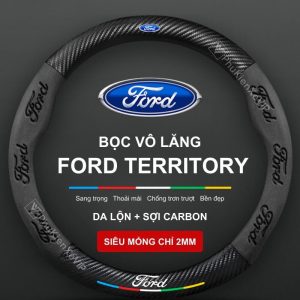 Bọc Vô Lăng Xe Ô Tô Ford Territory Da Lộn Sợi Carbon Sang Trọng, Đẳng Cấp