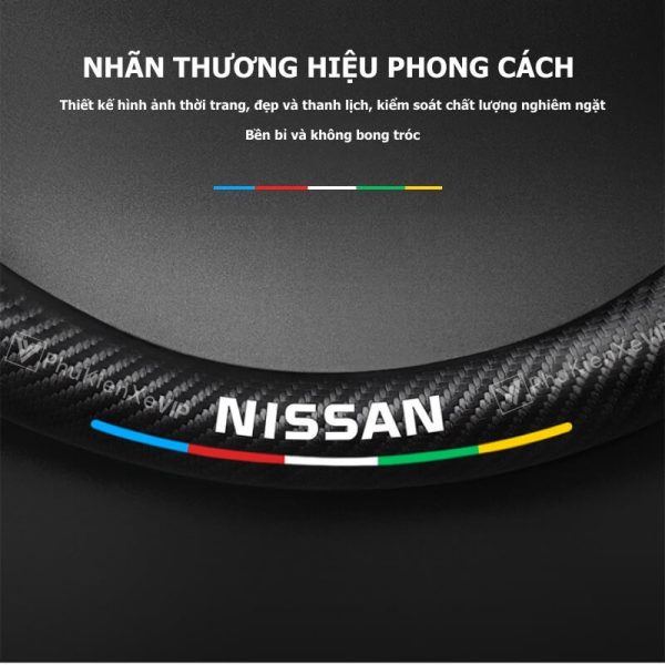 Nhãn hiệu phong cách bọc vô lăng xe ô tô Nissan da lộn 3D sợi Carbon sang trọng