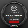 Bọc vô lăng xe ô tô Nissan Navara da lộn 3D sợi Carbon cao cấp, chính hãng