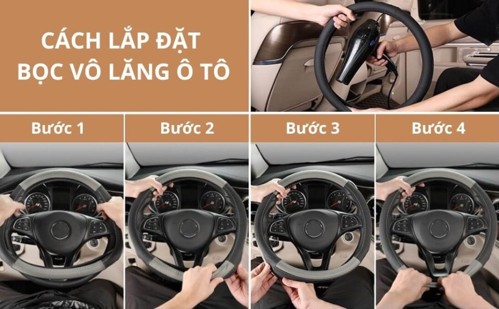 Cách lắp đặt bọc vô lăng ô tô