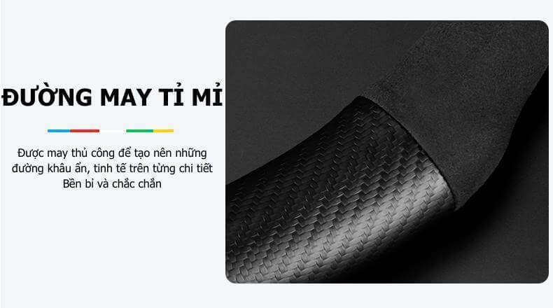 Đường may tỉ mỉ của bọc vô lăng da lộn sợi carbon