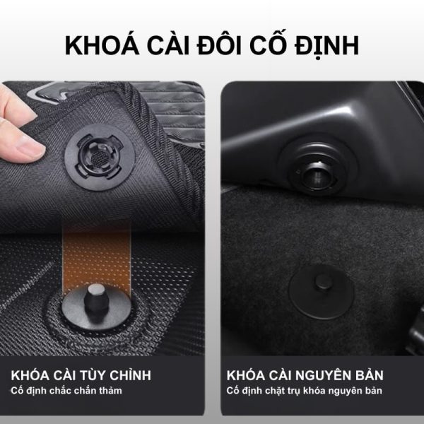 Thiết kế khoá cài đôi cố định thảm chắc chắn với sàn xe