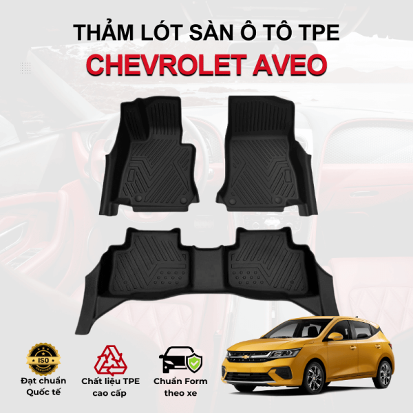 Thảm lót sàn xe ô tô Chevrolet Aveo chất liệu TPE khuôn đúc nguyên khối tràn viền cao cấp