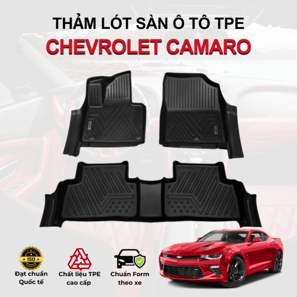 Thảm lót sàn xe ô tô Chevrolet Camaro chất liệu TPE khuôn đúc nguyên khối tràn viền cao cấp