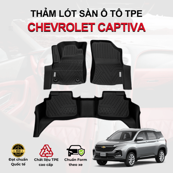Thảm lót sàn xe ô tô Chevrolet Captiva chất liệu TPE khuôn đúc nguyên khối tràn viền cao cấp
