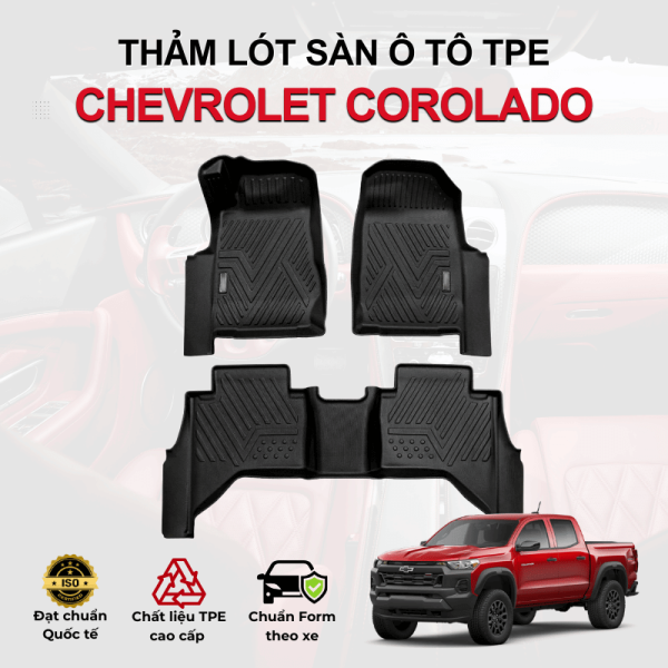 Thảm lót sàn xe ô tô Chevrolet Corolado chất liệu TPE khuôn đúc nguyên khối tràn viền cao cấp