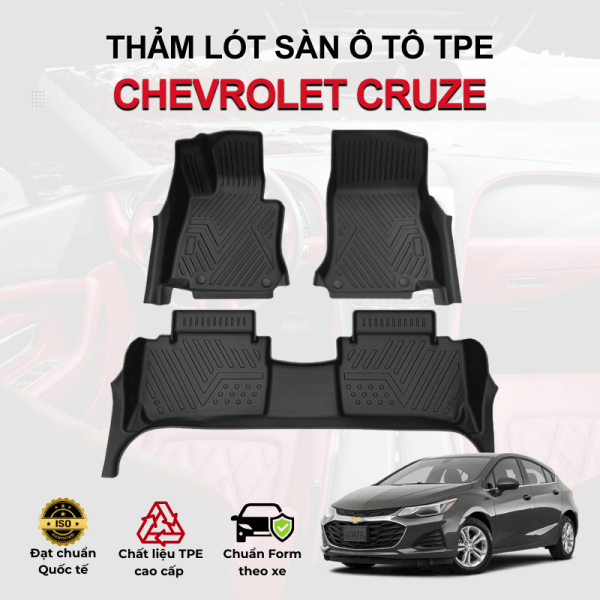 Thảm lót sàn xe ô tô Chevrolet Cruze chất liệu TPE khuôn đúc nguyên khối tràn viền cao cấp